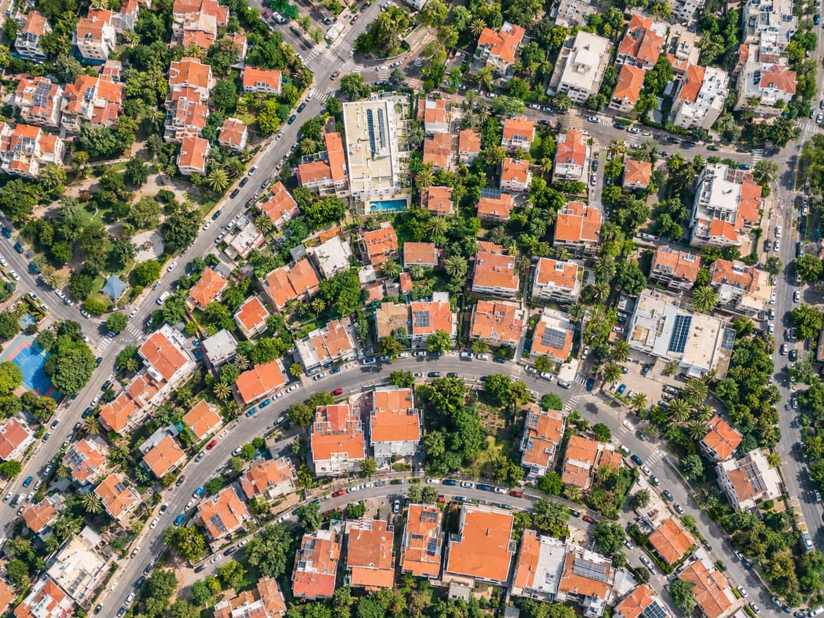 שכונת מגורים באזור המרכז מבט מלמעלה